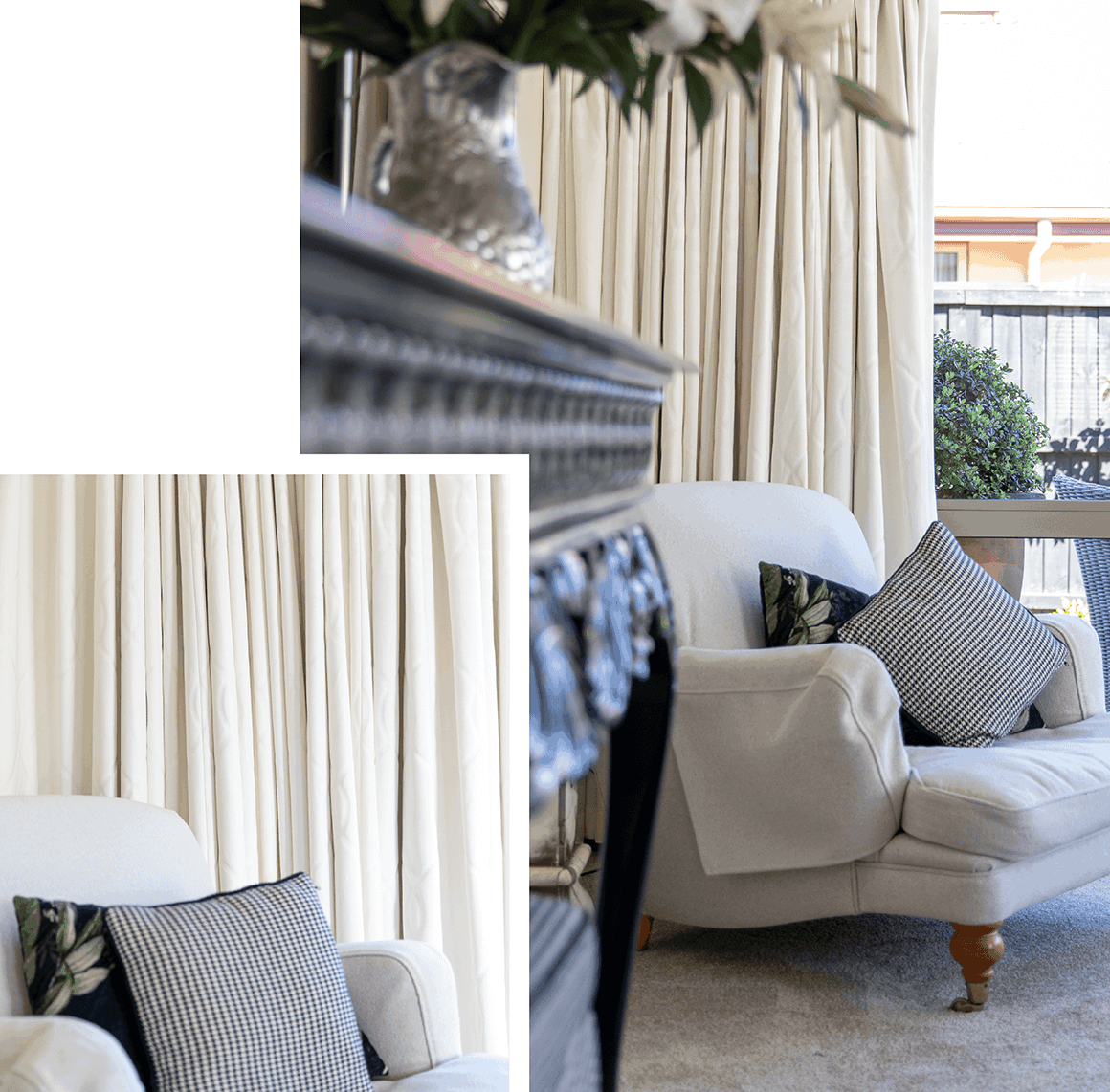 White curtains in living room