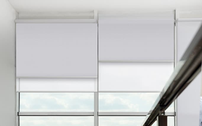white dual roller blinds