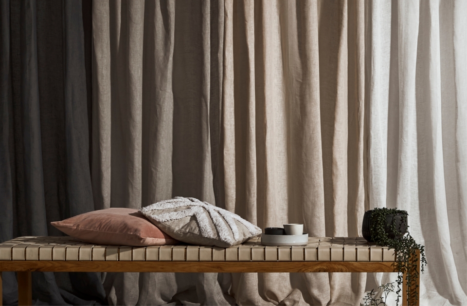 Linen curtain fabric, blush linen curtains, linen curtains nz