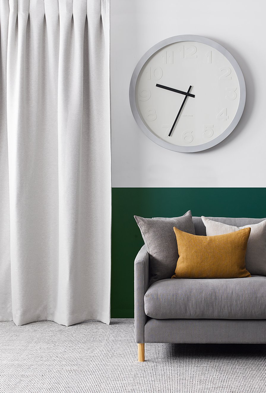 Neutral curtain fabric chosen to complement a floor