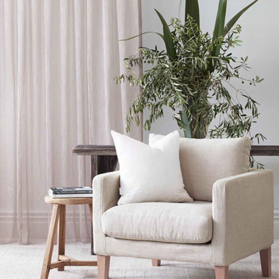 James Dunlop Essentials Vapour curtain fabric in petal
