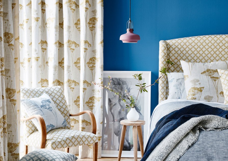 Curtains creating a restful bedroom