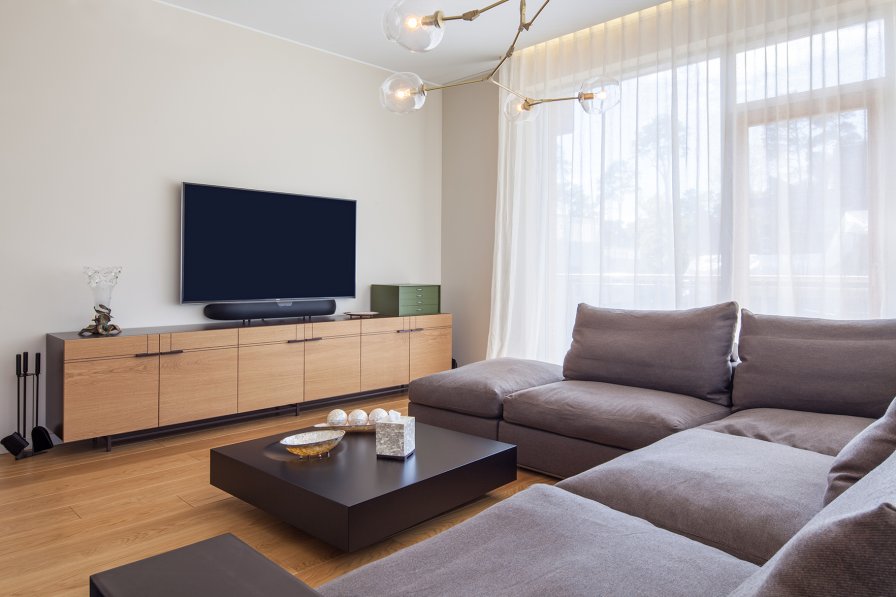 A small living space kept light and open with pale colours