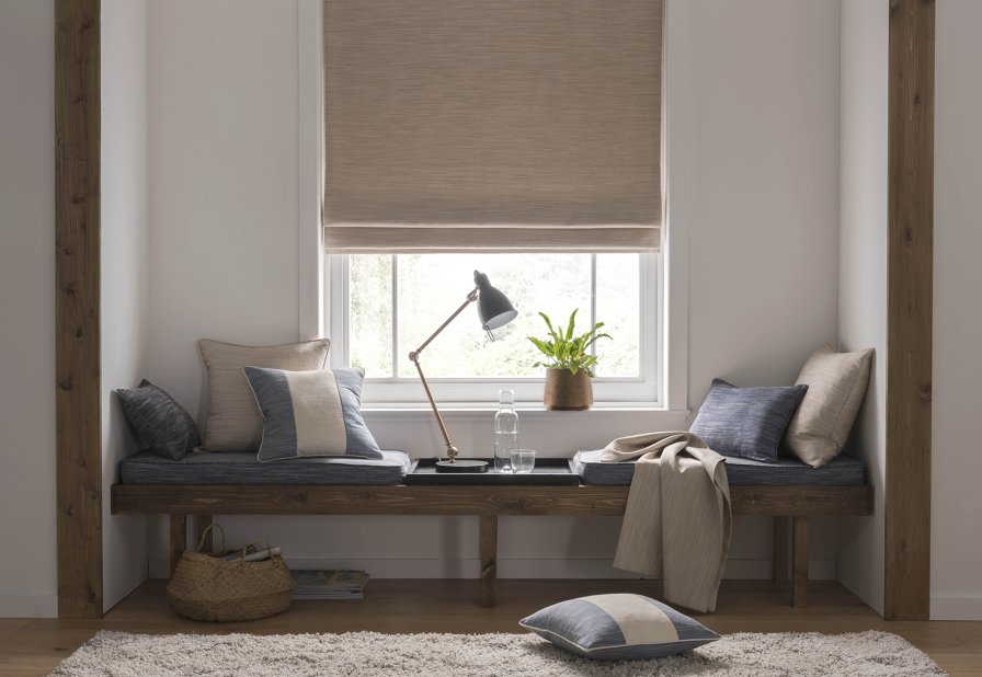Textured roman blind giving a soft, clean look at a window