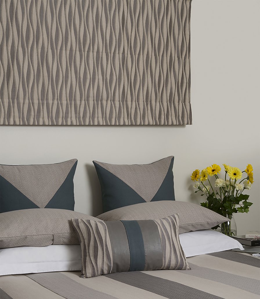 Natural, textured blind fabric in a smoke tone