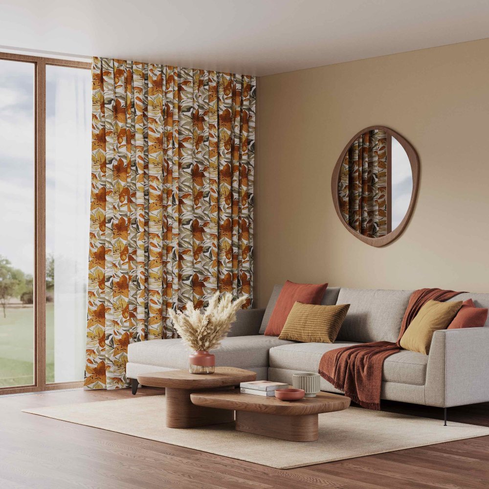 Fleur fabric in ochre