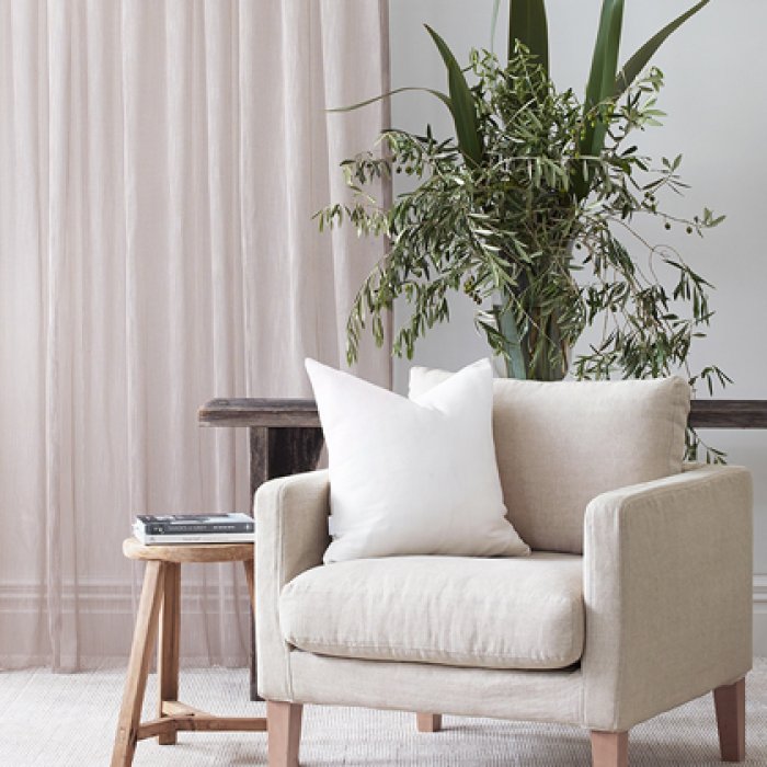 James Dunlop Essentials Vapour curtain fabric in petal