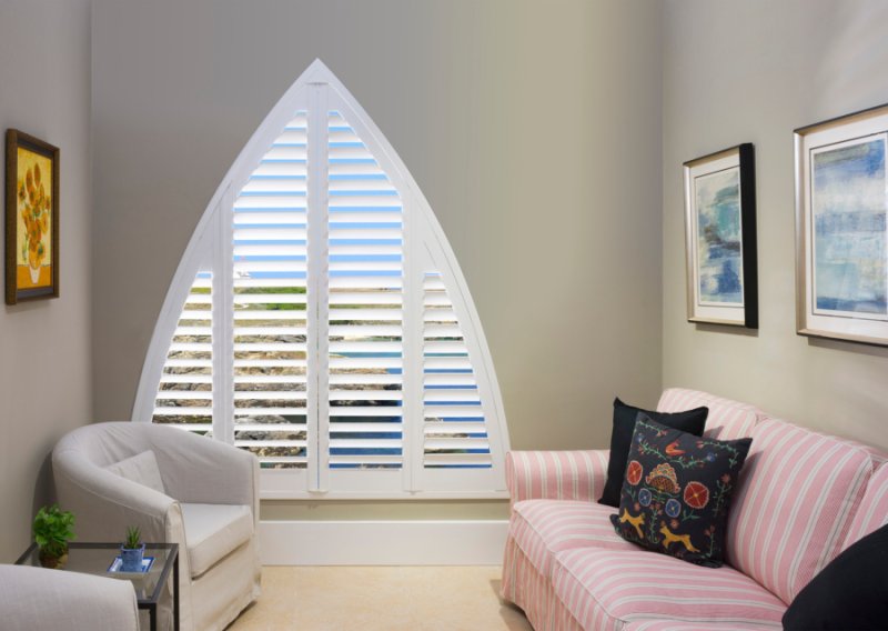 Custom specialty-shaped plantation shutters