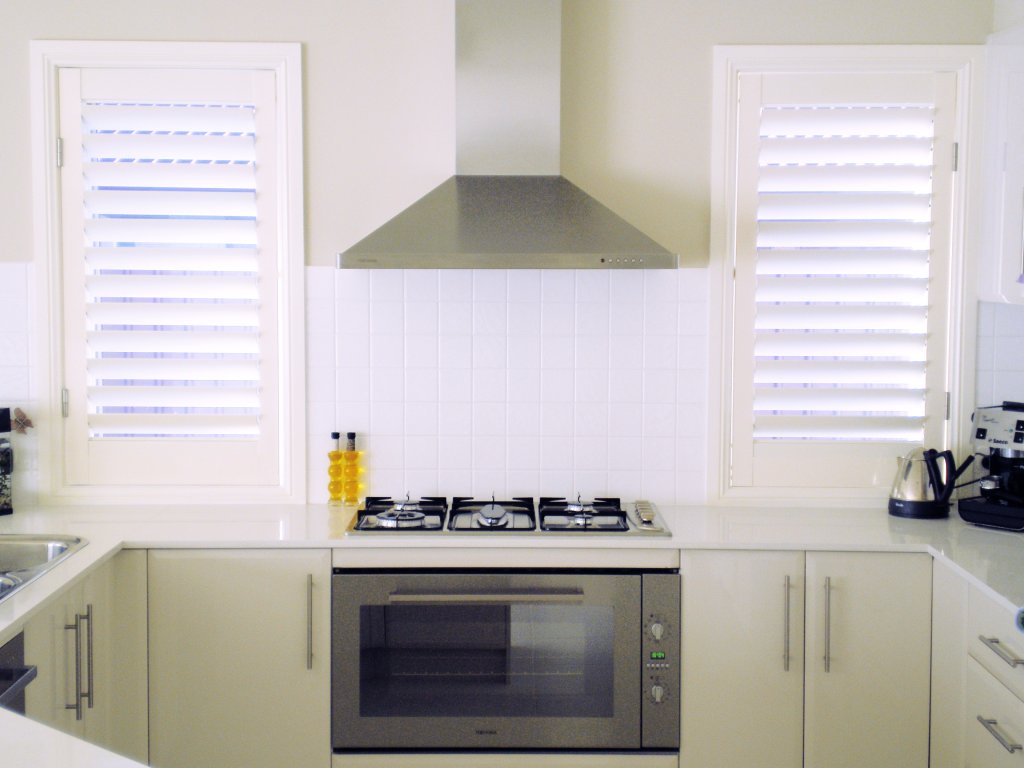 Intex Riviera aluminium shutters in a kitchen