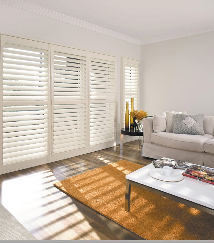 White timber plantation shutters