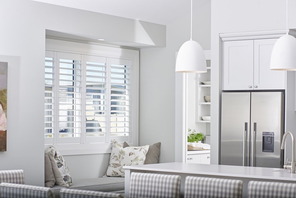 Uno Paulownia shutters in a kitchen